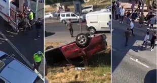 İstanbul'da otomobil takla atarak durağa daldı: Ölü ve yaralılar var!