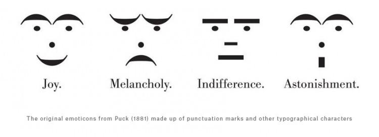 <p>Emojinin doğuşu yaklaşık olarak 150 yıl öncesine dayanıyor. Emojinin atası olarak ifade edilen  karekterler ilk olarak Amerikan mizah dergisi Puck'ta 1881'de yayınlandı. Noktalama işaretleri ile neşe, melankoli, kayıtsızlık ve şaşkınlık ifade eden kareketler dergide yer aldı. Daha sonra karakterlerden oluşan ifadeler 'tipografik sanat' adlandırıldı.</p>  
