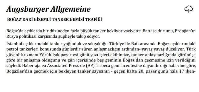 Boğazlardaki teyit mektubu prosedürü Almanları rahatsız etti