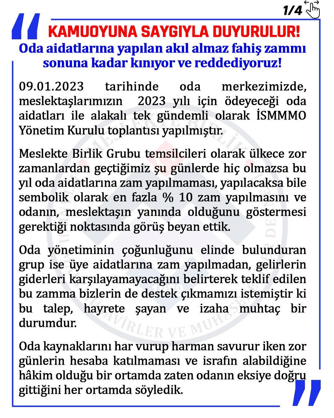 İSMMMO'da beklenmedik zam!