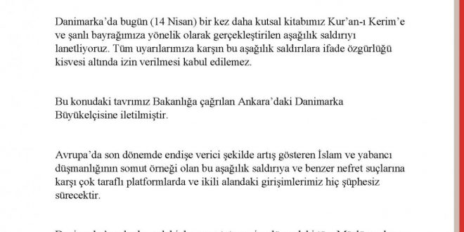 Dışişleri'nden provokasyon merkezine dönüşen Danimarka'ya tepki