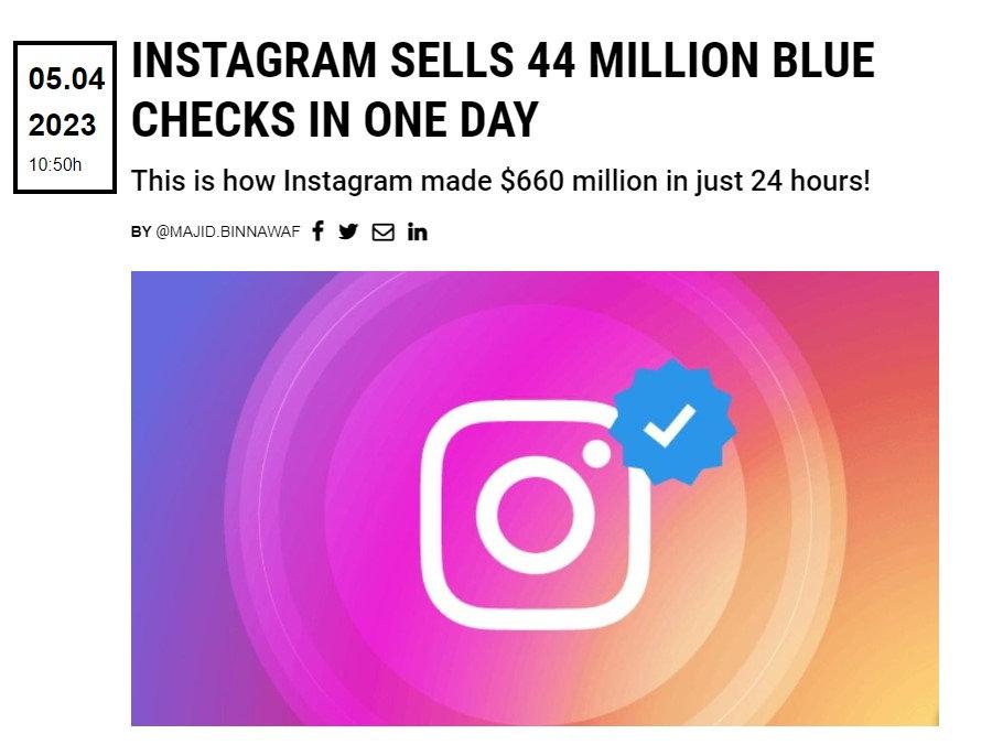 Instagram bir günde 44 milyon mavi tik sattı!