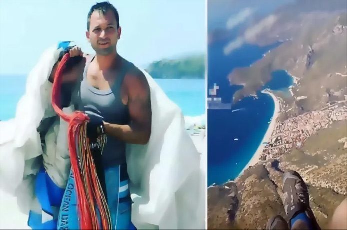 Paraşütçü 200 metre yükseklikten denize çakıldı