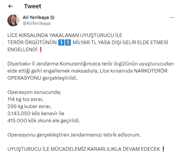 Lice kırsalında narko terör operasyonu! PKK'nın uyuşturucu kolu kesildi