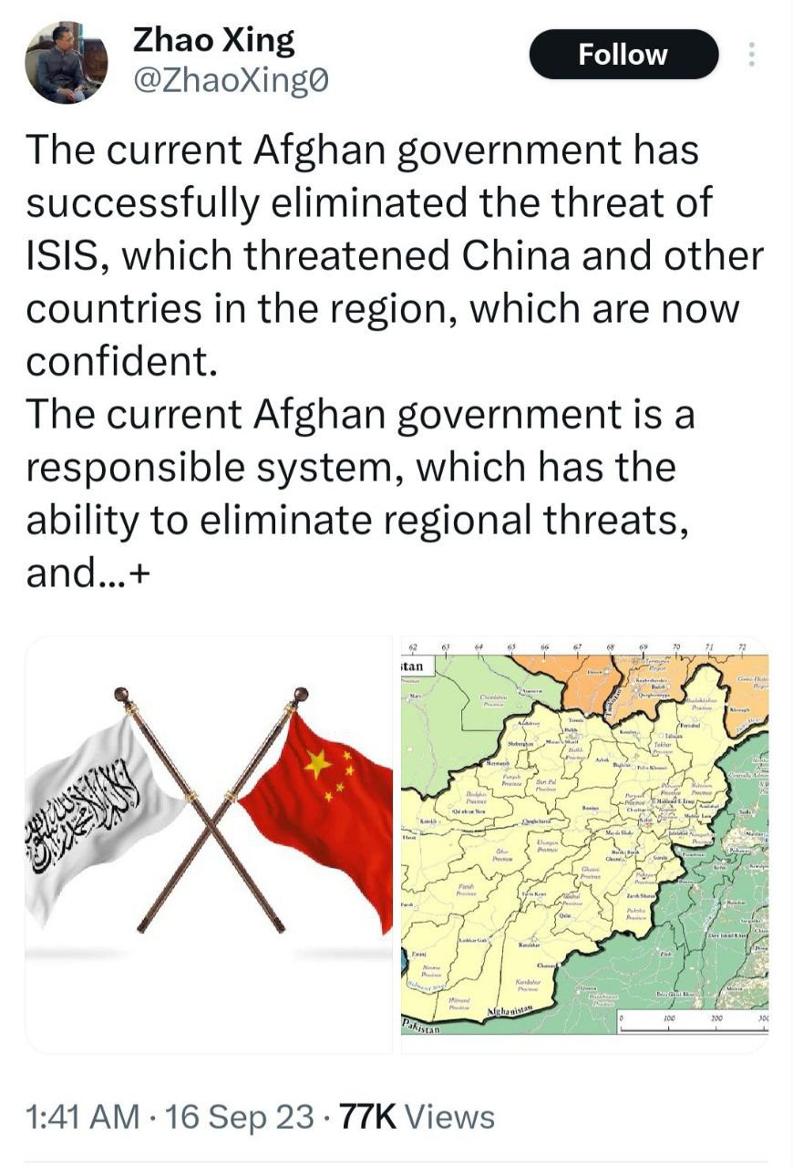 Çin'den Taliban'ın IŞİD mücadelesine övgü