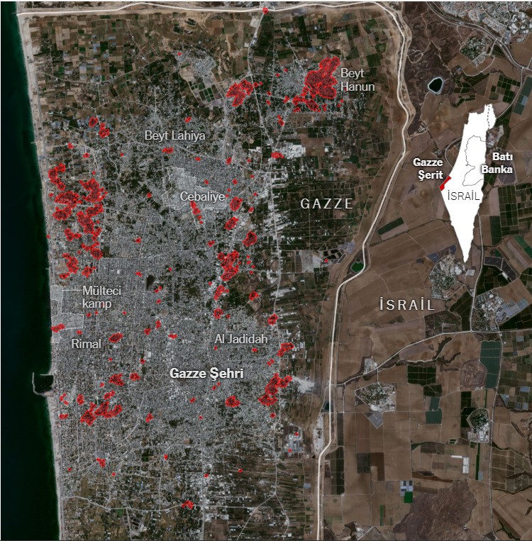 Gazze: Haritalar ve uydu görüntüleri ile bölgede son durum