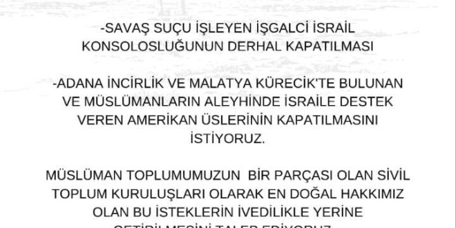 Kardeşlik platformundan Gazze için ortak bildiri