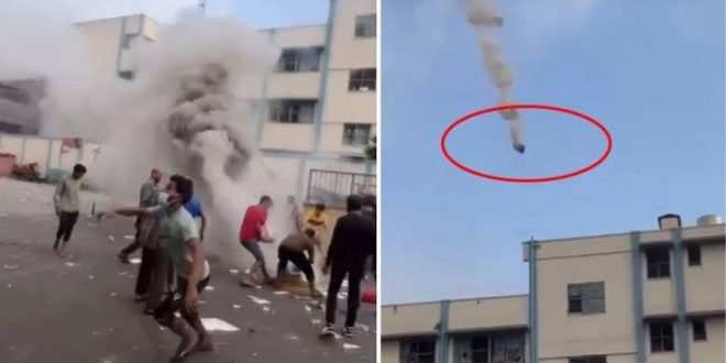 Bebek katili İsrail fosfor bombasıyla okulu vurdu!
