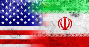 Grunge Iran and USA Flag