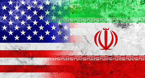 Grunge Iran and USA Flag
